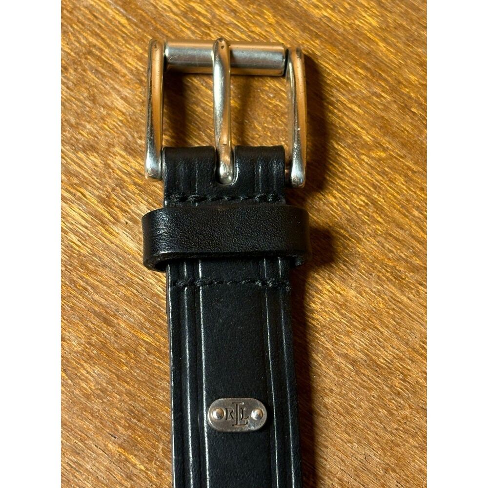 Lauren Ralph Lauren Black Italian Leather Belt Womens M Classic Preppy - Picture 3 of 11